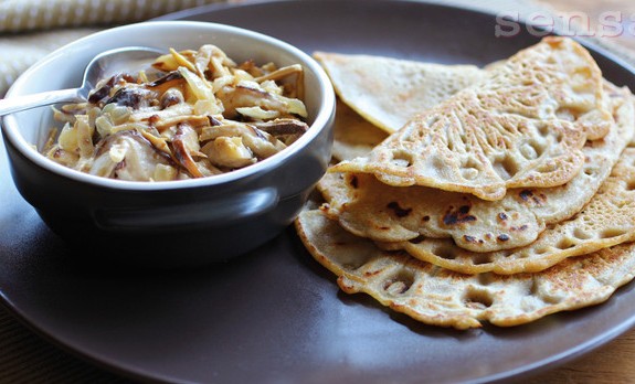 buckwheat, shiitake mushrooms, pancakes